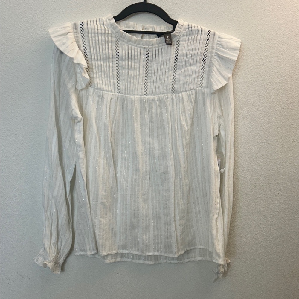 AQUA White Ruffled Women's Top
